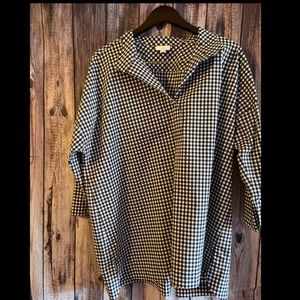 J Jill Size XL Black and White Gingham Blouse